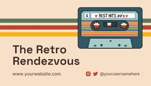 Free  Template: Cream and Green Retro Music Club DJ Business Card