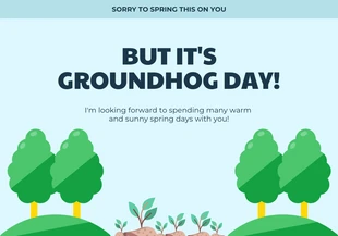 Free  Template: Light Blue Minimalist Playful Illustration Groundhog Day Card