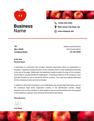 Free  Template: White Simple Apple Letterhead Template