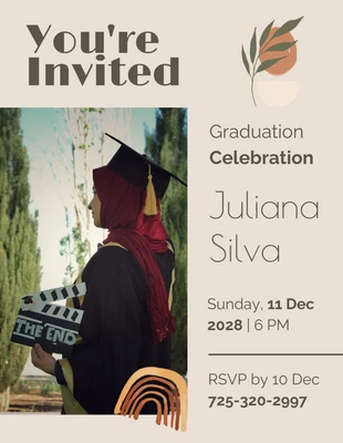 Free  Template: Light Nude Graduation Invitation