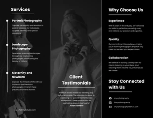 Black Minimalist Photography Tri-fold Brochure - Page 2