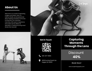 Free  Template: Black Photography Tri-fold Brochure Template