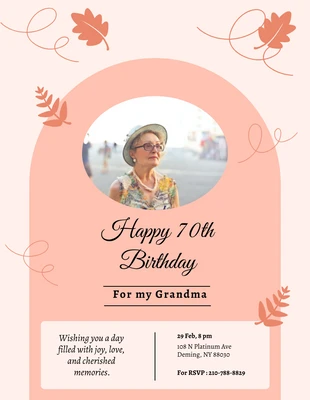 Free  Template: Orange Minimalist 70Th Birthday