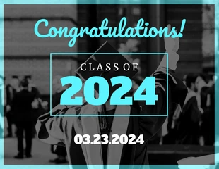 Free  Template: Blue Teal Photo Graduation Card