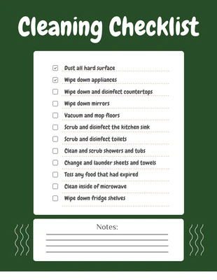 Free interactive Template: Dark Green House Deep Cleaning Checklist Template