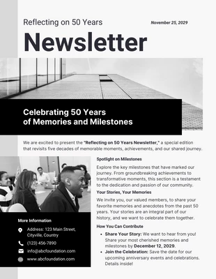 business  Template: 50 Years Completion Newsletter Email Template