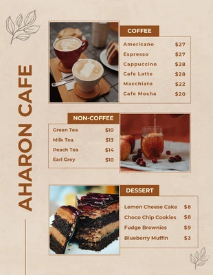 Free  Template: Brown Classic Simple Texture Cafe Menu