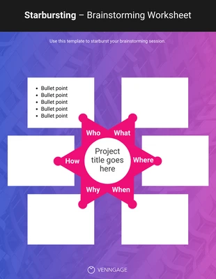 Free  Template: Starbursting Brainstorming Worksheet