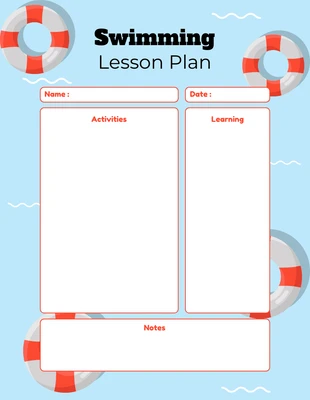 Free  Template: Illustrative Swimming Lesson Plan Template