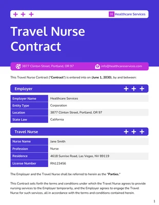 business  Template: Travel Nurse Contract Template