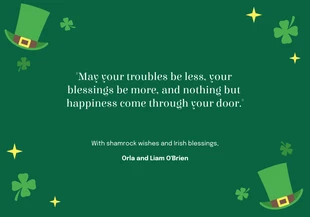 Free  Template: Clean Quote Green and White St. Patrick's Day Card