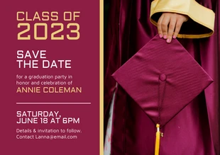 Free  Template: Graduation Save the Date Invitation