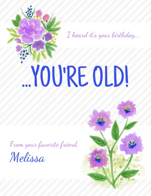 Free  Template: Funny Floral Happy Birthday Card