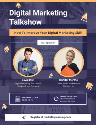 Free  Template: Digital Marketing Talkshow Schedule Flyer Template