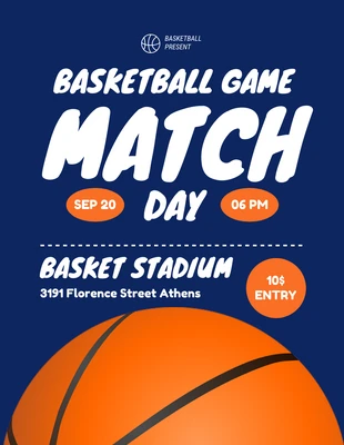 Free  Template: Basketball Game Match Day Sports Flyer Template