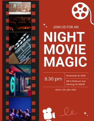 Free  Template: Red Cinema Simple Movie Night