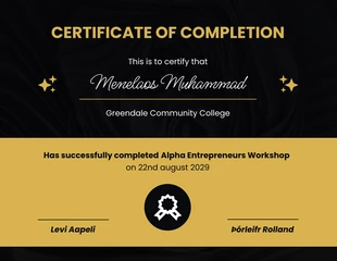 Free  Template: Entrepreneur Workshop Course Completion Certificate Template