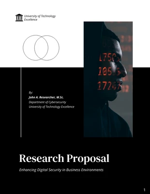 Free  Template: Black & White Color Research Proposal Template