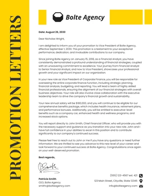 business  Template: Yellow And White Minimalist Promotion Letters