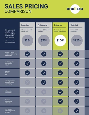 business  Template: CRM Sales Pricing Comparison Infographic Template