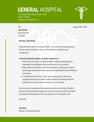 Free  Template: Simple Green Hospital Letterhead