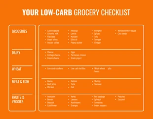 Free  Template: Orange Healthy Grocery List Checklist Template