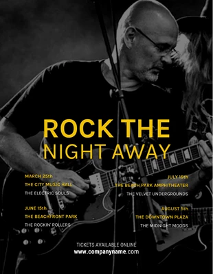 Free  Template: Yellow on Dark Rock Music Concert Poster