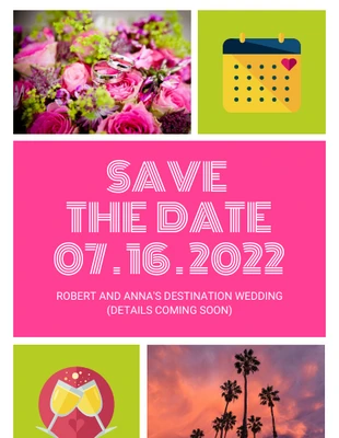 Free  Template: Save the Date Destination Wedding Invitation