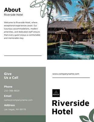 Free  Template: Natural Grey Green Hotel Brochure Template