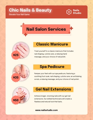 business  Template: Catchy Yellow Red Nail Salon Price List Template