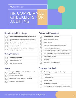 business interactive Template: HR Compliance Audit Checklist PDF Template