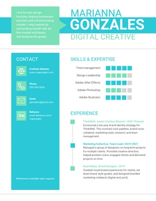 Free  Template: Bright Digital Creative Infographic Resume Template