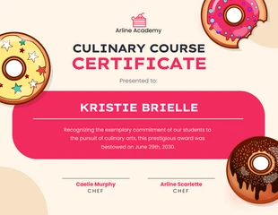 Free  Template: Playful Illustration Culinary Course Certificate Template