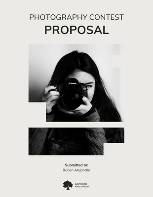 premium interactive Template: Simple Beige and Black Photography Contest Event Proposal