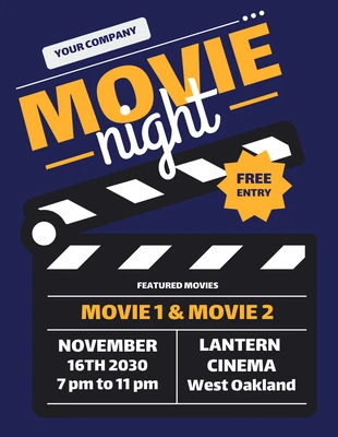 Free  Template: Modern Free Movie Night Flyer Template