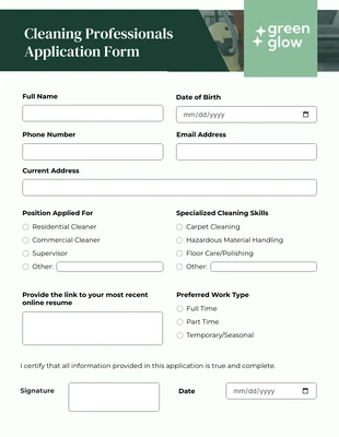 Free interactive Template: Simple Green Application Forms