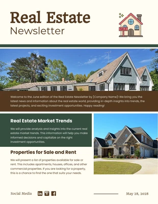 Free  Template: Modern Design Real Estate Newsletter Template