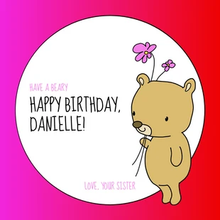 premium  Template: Beary Happy Birthday Square Card