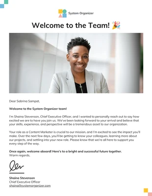 Free  Template: New Hire Onboarding Welcome Email Newsletter