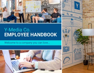 Free  Template: Blue Company Employee Handbook Template