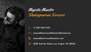 Black Modern Professional Actor Business Card - Page 2