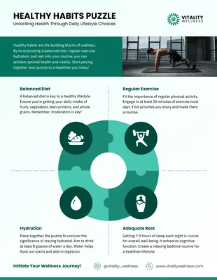 Free  Template: Healthy Habits Puzzle Infographic Template