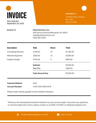 business  Template: Orange Service Invoice Template