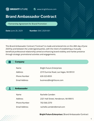 business  Template: Brand Ambassador Contract Template