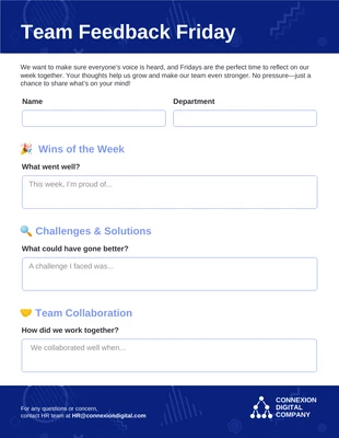 premium interactive Template: Team Feedback Friday Human Resource Form Template