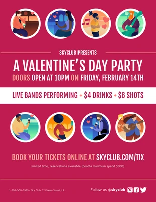 Valentine's Day Party Flyer Template