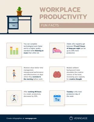 premium  Template: Workplace Productivity Fun Facts Infographic Template