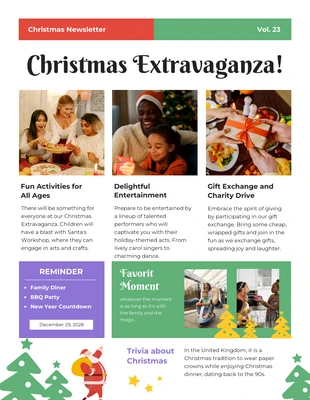 Free  Template: Illustration Christmas Newsletter Ideas Template