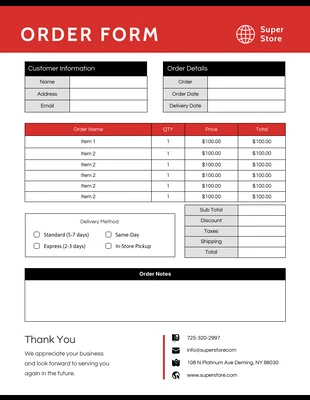 business  Template: Ecommerce Form Template