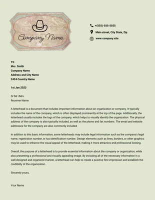 Free  Template: Light Green Pastel Simple Vintage Letterhead Template